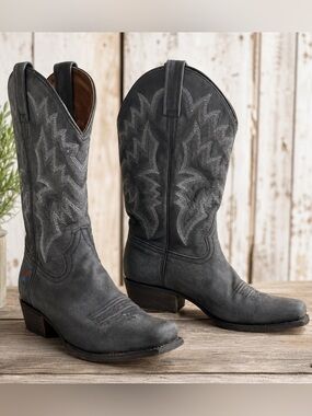 Redneck Riviera Grey Leather Square Toe Western Size 9.5 Cowboy Boots